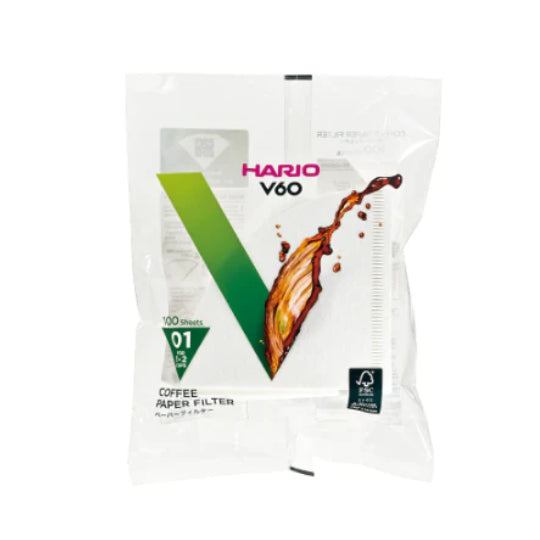 Hario V60 Paper Filters 01 White 100 Sheets