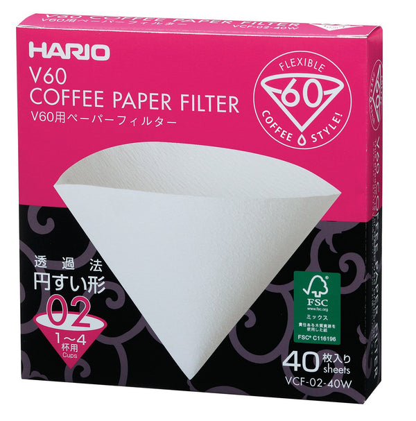 Hario V60 Paper Filter 02 W—pack of 40 sheets